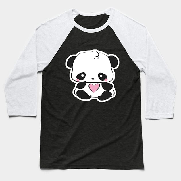 Baby Panda Baseball T-Shirt by Kittykaya